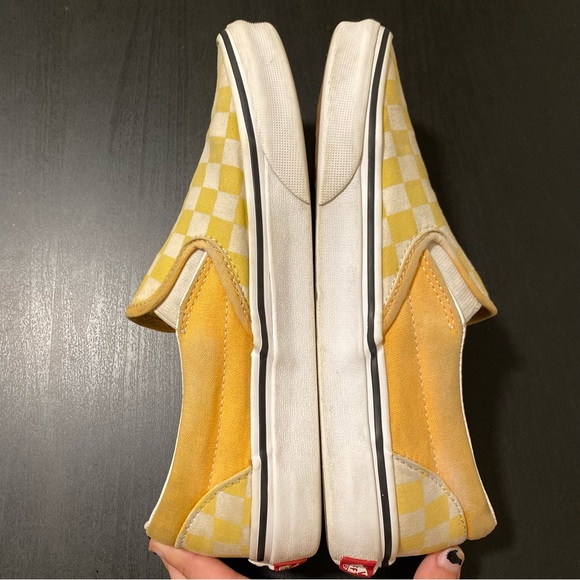 SOLD | Yellow Checkerboard Slip On Vans - Picture 4 of 9